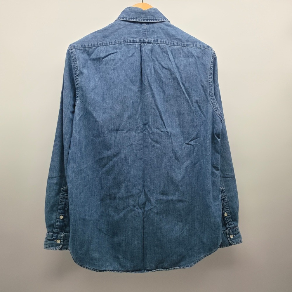 Ralph Lauren Mens Denim Button Down Shirt Blue Long Sleeve Pony Logo Large L - Picture 3 of 12
